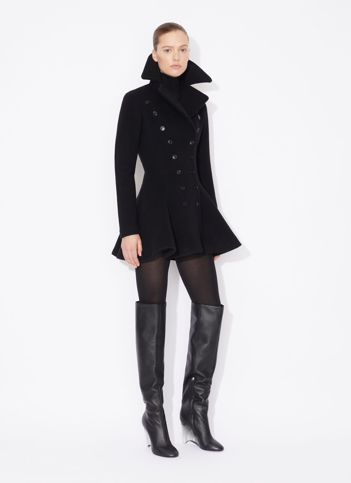 WOOL PRINCESS COAT ALAÏA BLACK WOOL PRINCESS COAT